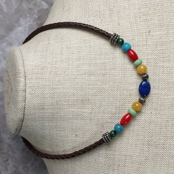 Carolyn Pollack Relios Gemstone/Leather Cord Necklace - Picture 1 of 5